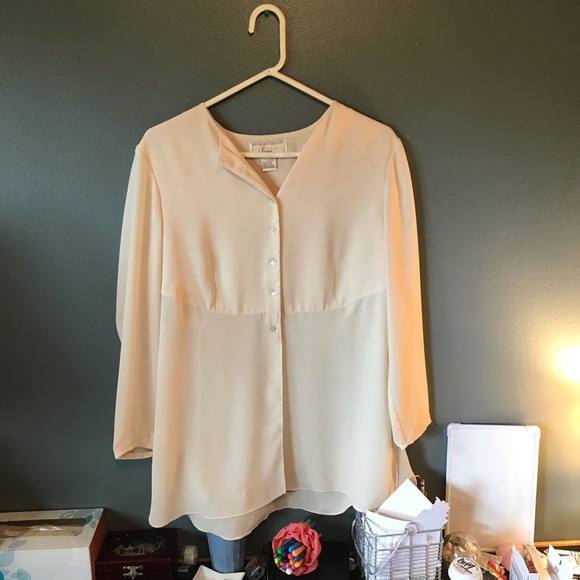Vintage cream blouse Long sleeve minimal chic - Picture 1 of 3